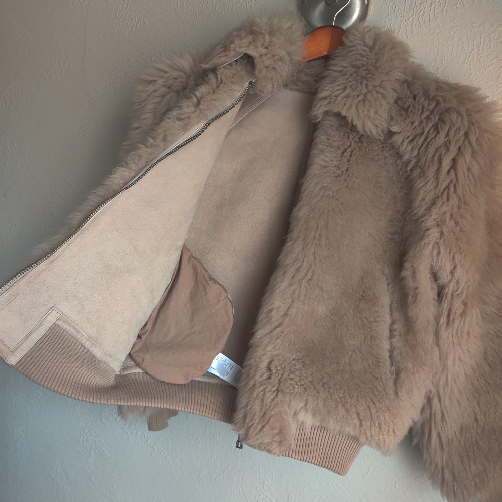 Madewell Genuine Lamb Fur Shearling Leather Coat Cropped Teddy Jacket - Picture 3 of 10